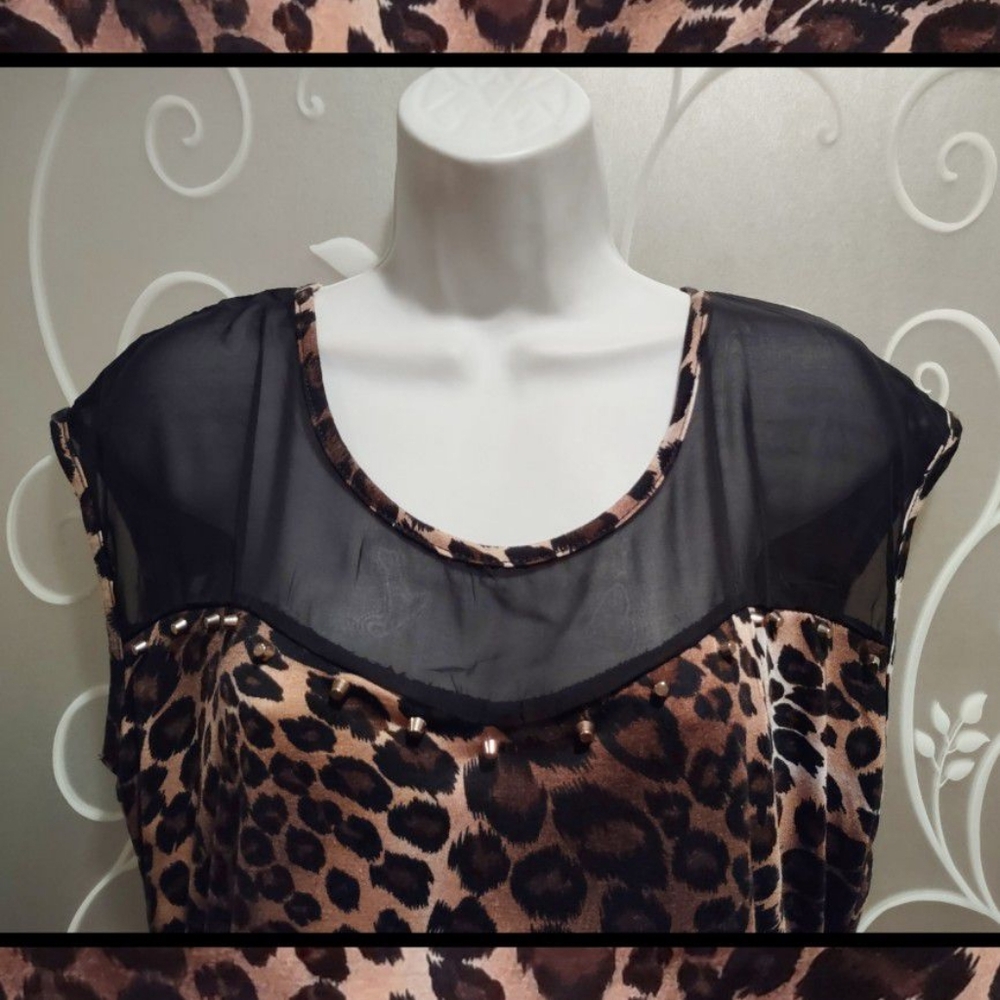 WOMENS SEXY LEOPARD TOP SIZE XL - Picture 2 of 6